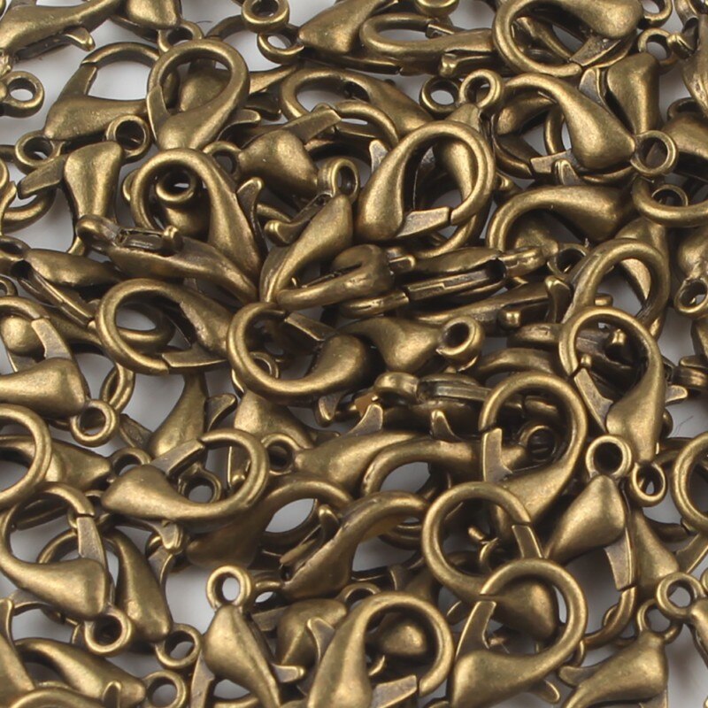 100 stk/parti rustfrit stål hummer lås kroge ende låse konnektorer til halskæde & armbånd kæde diy smykker fund: Bronze / 12 x 6mm