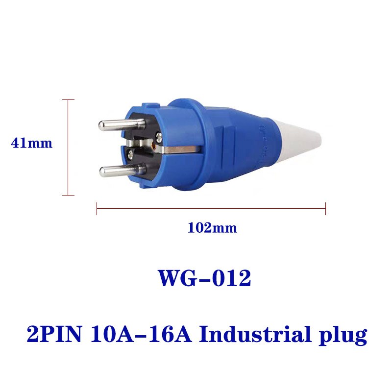 Industrial plug and socket 2 pin 10A-16A plug industrial connector two holes waterproof and dustproof wall mounted socket 220V: WG-012