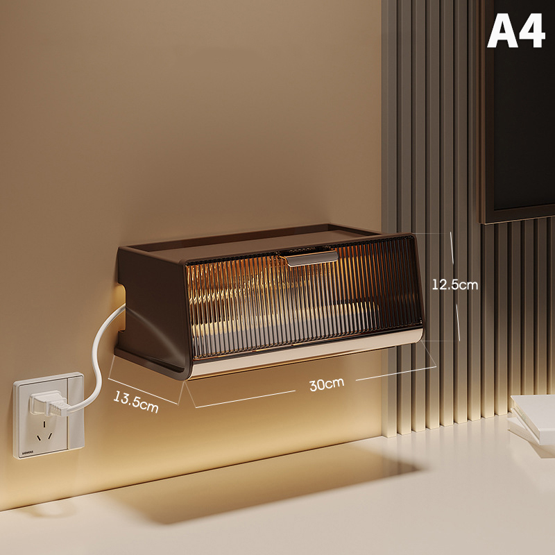 Router Storage Box Shelf Wall Mounted Wifi Organizer Box Punch-Free Socket Box Set-Top Box Organizer Box Living Room Storage: Blue