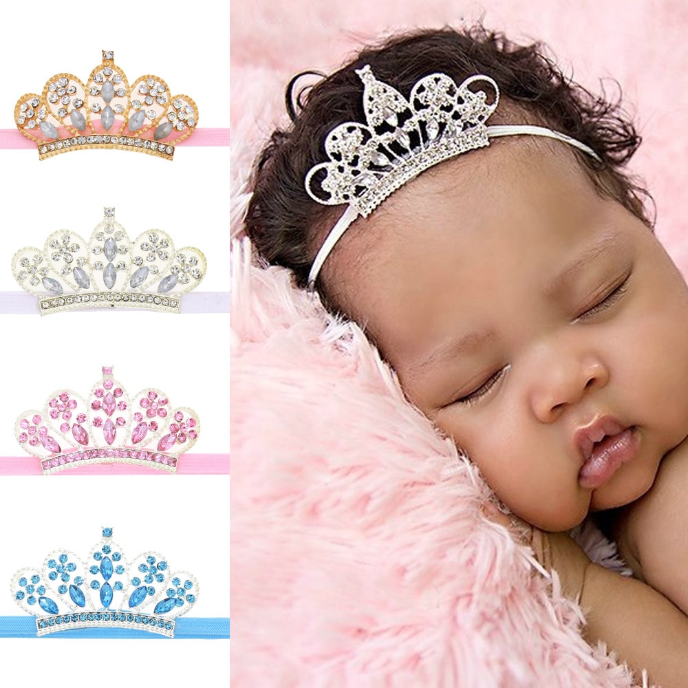 Bandeau pour cheveux de bébé fille, accessoires pour cheveux, couronne en tissu, nœuds, -né, diadème, pour tout-petits, bandeau, bandeau en cristal