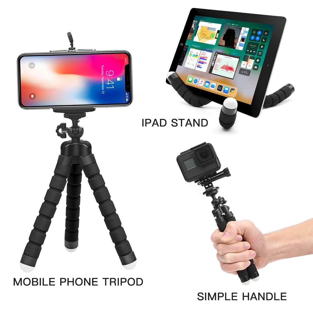 SCHIETEN Flexibele Octopus Statief Voor Gopro Xiaomi Yi 4K SJCAM Dslr Met Mobiele Telefoon Clip Tablet Stand Mount Voor mobiele Telefoon