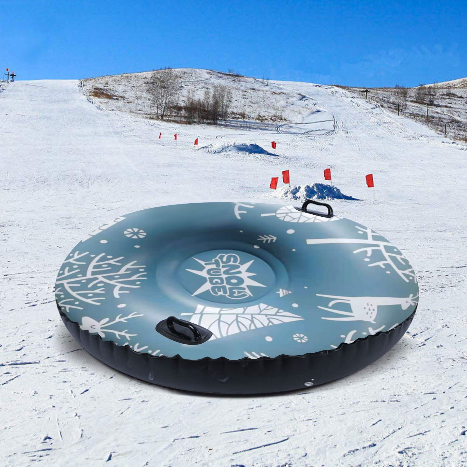Skiing Snow Tube Sleigh Tubing Winter Outdoor Inflatable Ski Circle Children Adult Ski Ring Skiing Thickened Floated Sled