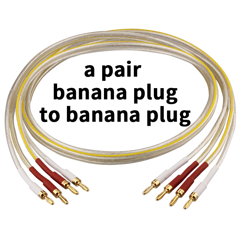 Câble de haut-parleur plaqué argent HIFI, fil de haut de gamme 6N OFC pour amplificateur systèmes Hi-fi, prise Y, câble de haut-parleur à fiche banane: Rouge / 2,5m