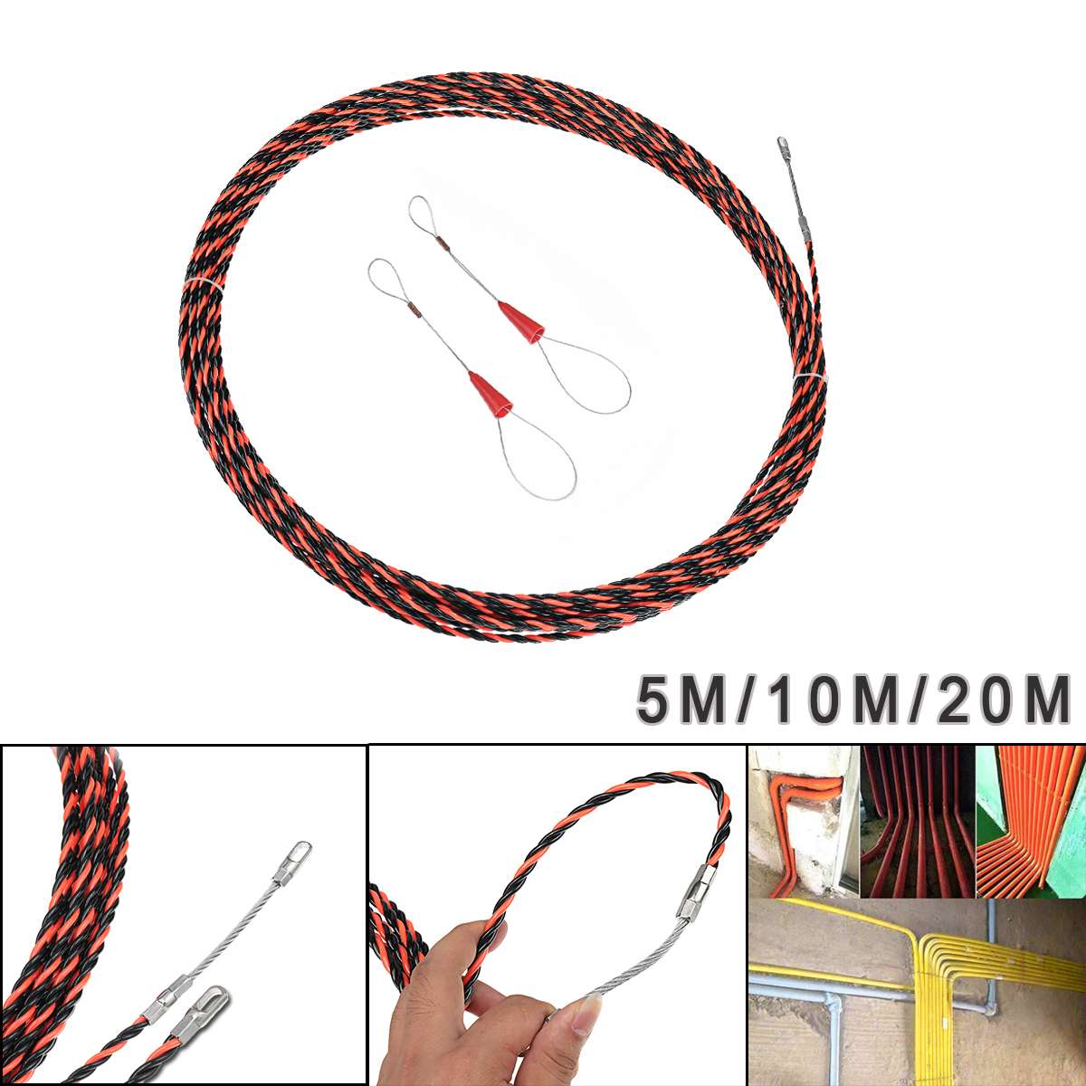 5m / 10m / 20m 6mm electrician wire and cable pusher threading equipment kit, equipment household wire installation guide