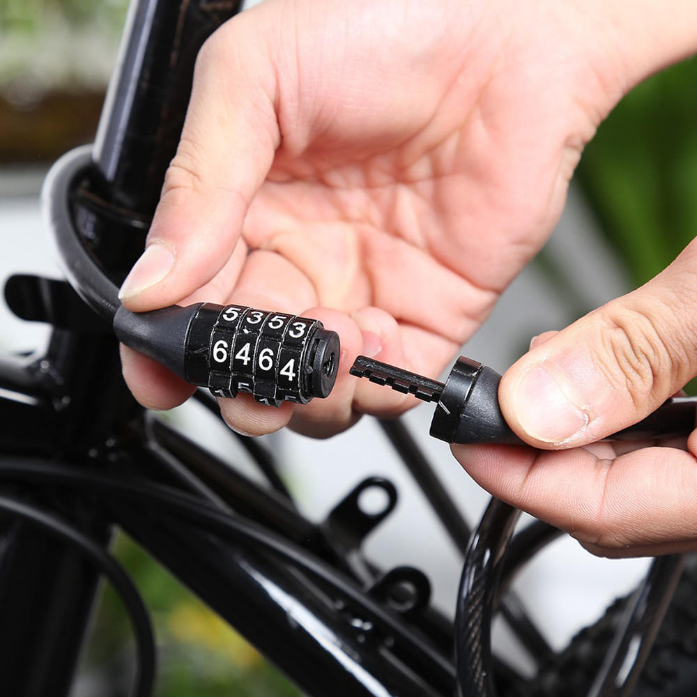 1 pc cyklar cykellås kabel kraftig kombination kedja fyrsiffrig säkerhet