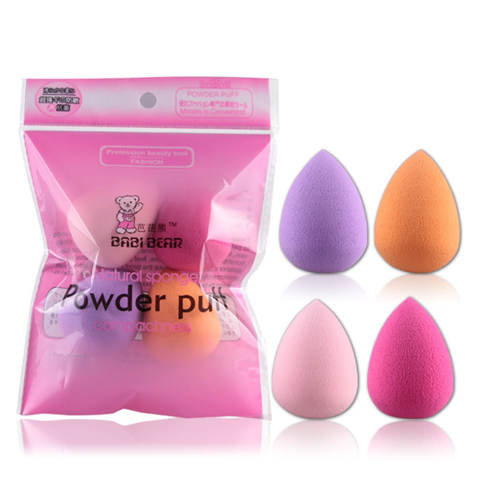4 stuks/set cosmetische puff poeder foundation spons in bulk puff poeder water kalebas vorm schuine schoonheid make-up tool: Default Title