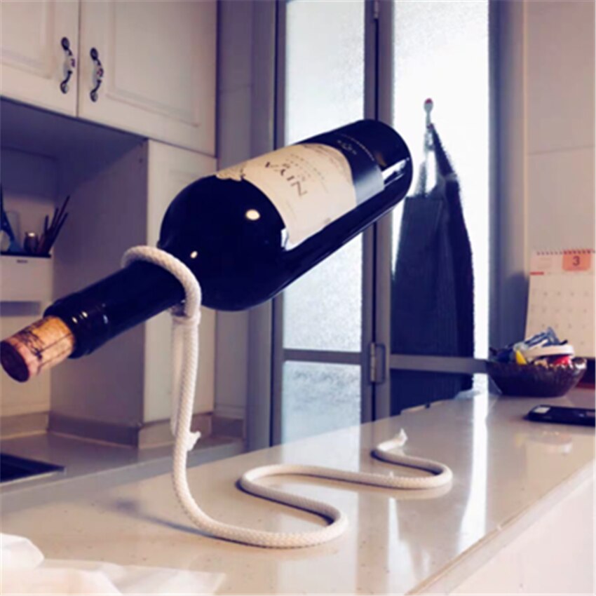 Kreative Handwerk Kette Wein Gestell Magie 3D Ausgesetzt Alkohol Flasche Halfter Weiß Seil Wein Flasche Halfter Praktische Heimat Küche Bar