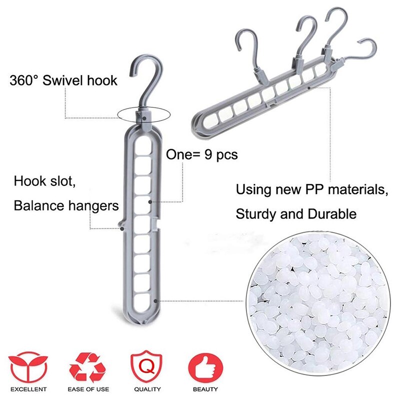 Cintres de Support multifonctions 9 trous, en plastique, Support pour vêtements, supports de séchage, Support de rangement pour vêtements et manteaux, organisateur