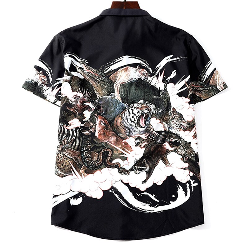 Katoenen herenoverhemd in grote maten, chinese stijl, dikke man, plus size heren casual overhemd met korte mouwen, 7xl 8xl 10xl 165cm