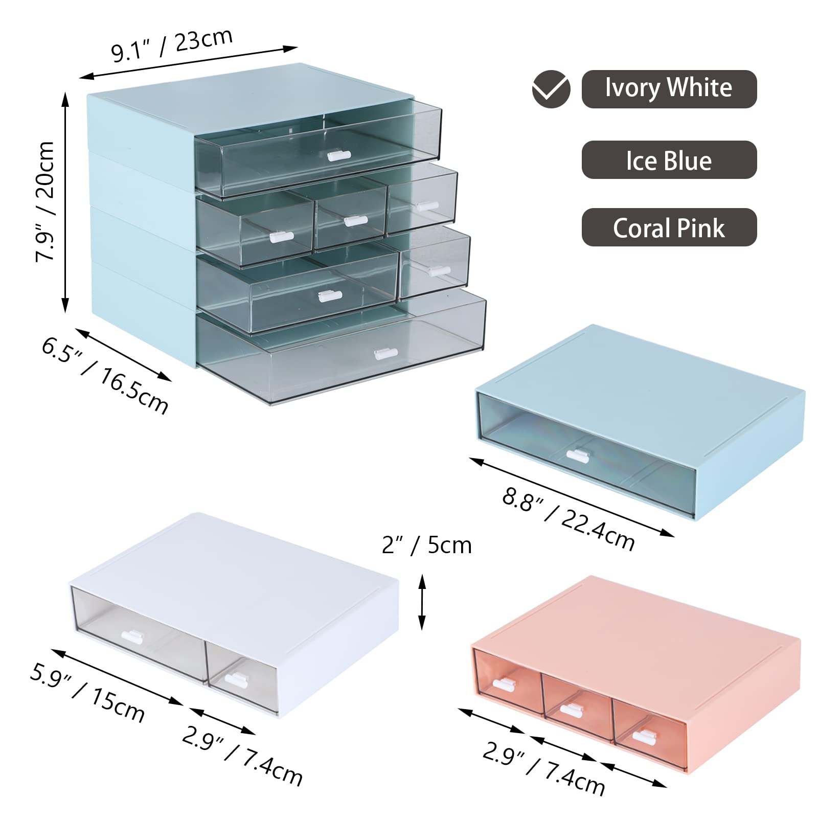 Desk Craft Organizer and Storage Stackable Plastic Desktop Accessories Workspace for Stationary Makeup Sanitation Supplies