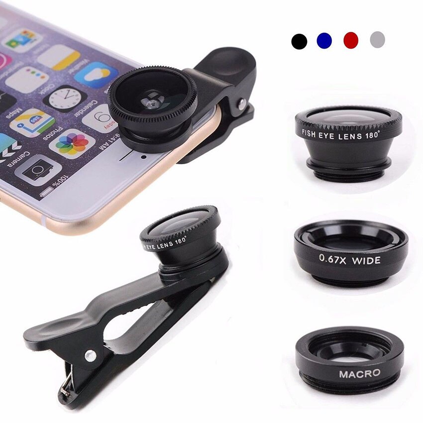 5 in 1 Clip Fisheye Wide Angle Macro Camera Phone Lens Kit For iPhone Samsung