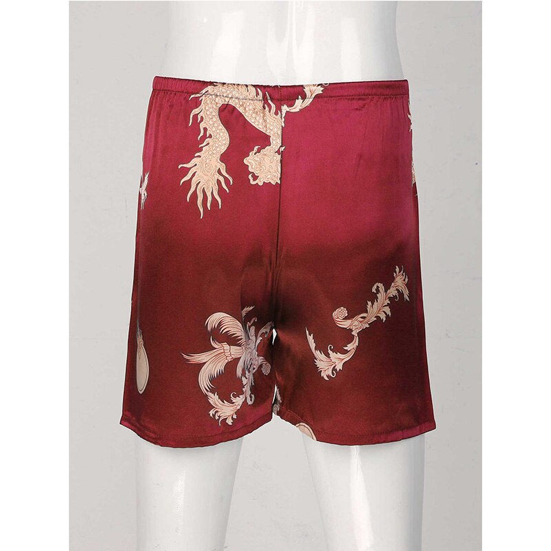 Męnarty chińnarty smok nadruk geometryczny bokserki satynowe letnie oddychające kalesony hombre bielizna nocna kostiumy kąpielowe