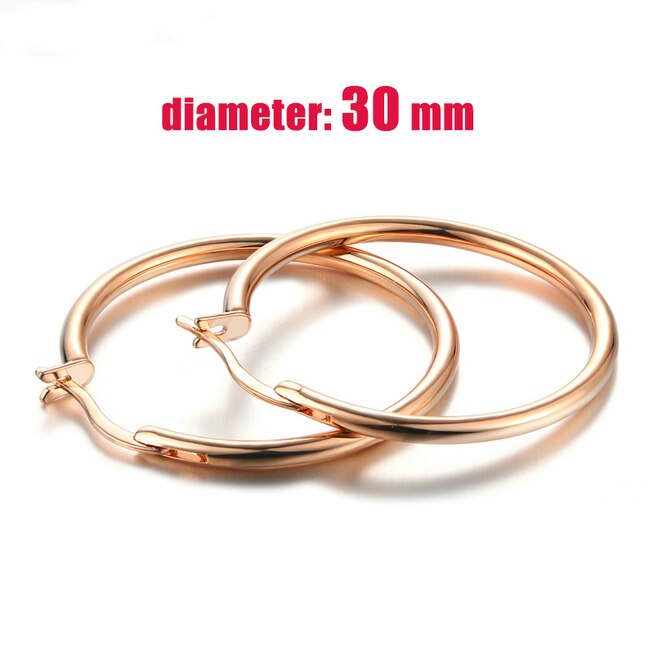 3,0 CM Mittel Kreis Klassische Band Ohrringe Rose Gold Farbe Keine Stein Für Frauen Party Arbeit oben ZYE780: RoseGold Farbe 30mm