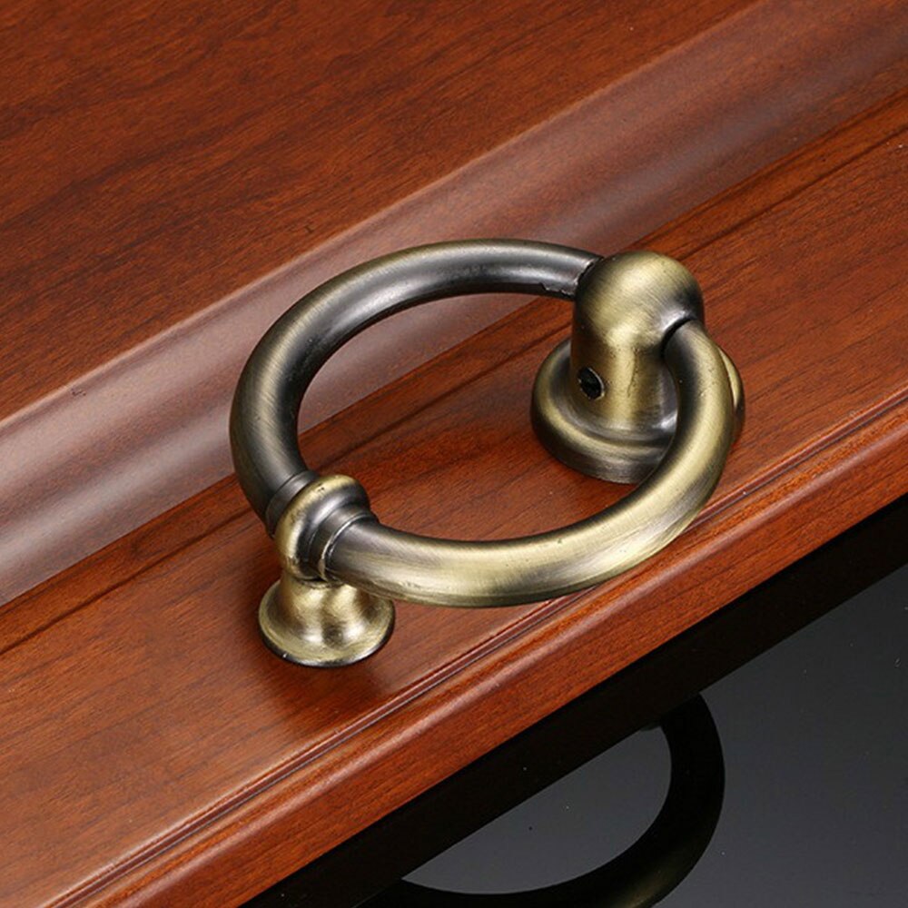 Zinc Alloy Ring Doo Knocker European Minimalist Door Security Green Bronze/Black Door Knocking Furniture Handle Hardware