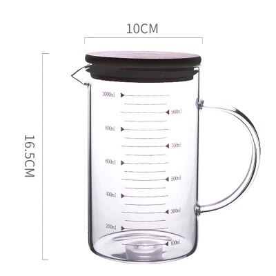 Food Grade Borosilicaatglas Melk Cups Pot Ketel Keuken Accessoires Melk Meten Melk Helder Glas Cup Kok Schaal: 1000mlpot with cover