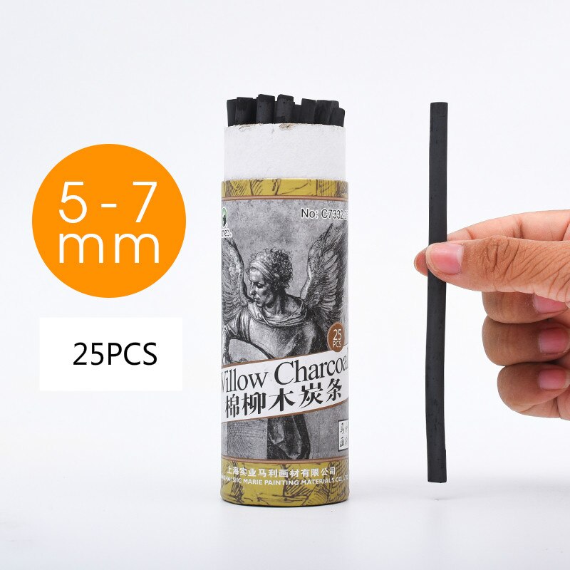 Maries bomuld pil trækul barer kunst specielle bløde kul blyanter skitse kul blyant skitse maleværktøjer: 5-7mm