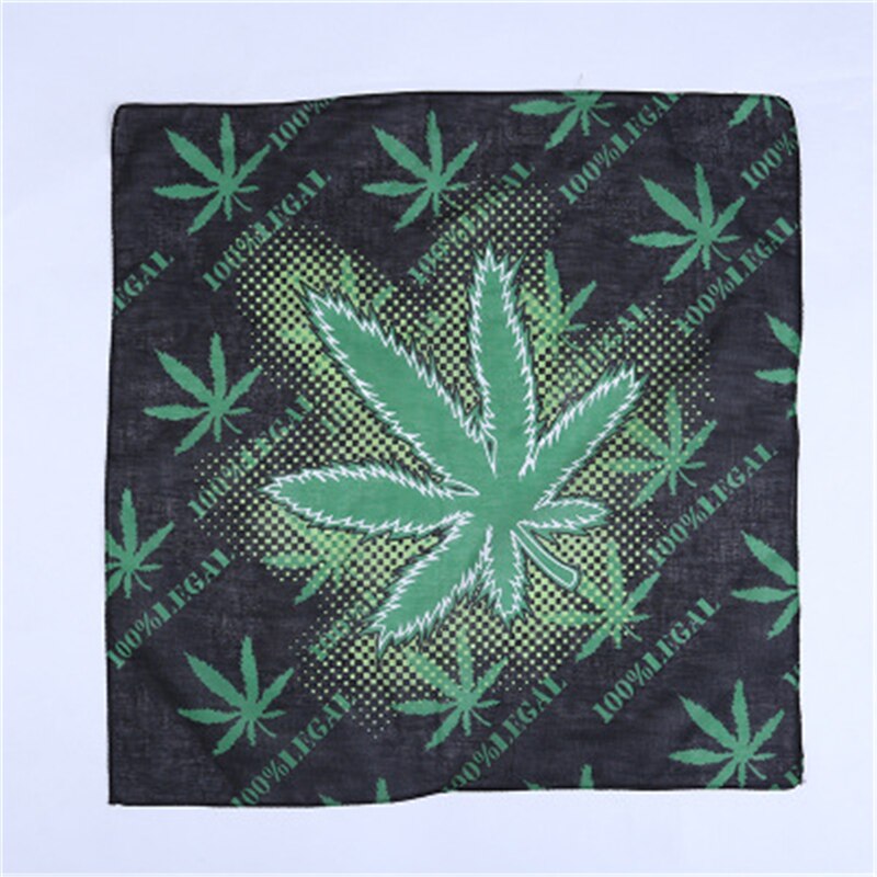 Foulard carré en coton à imprimé de feuilles, multifonctionnel, style hip hop, pour l&#39;extérieur, JQ012: JQ012-7