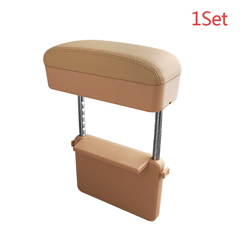 Universal Car Armrest Box Elbow Support Adjustable Car Center Console Arm Rest Organizer Arm Rest Storage Box Heightening Pad: 1 set Beige