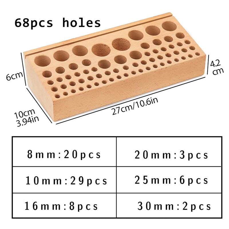 Wooden Leather Tool Holder,68 Holes Leather Tool Rack,Leather Tools Storage Box for Leather Working Making Punch Tools