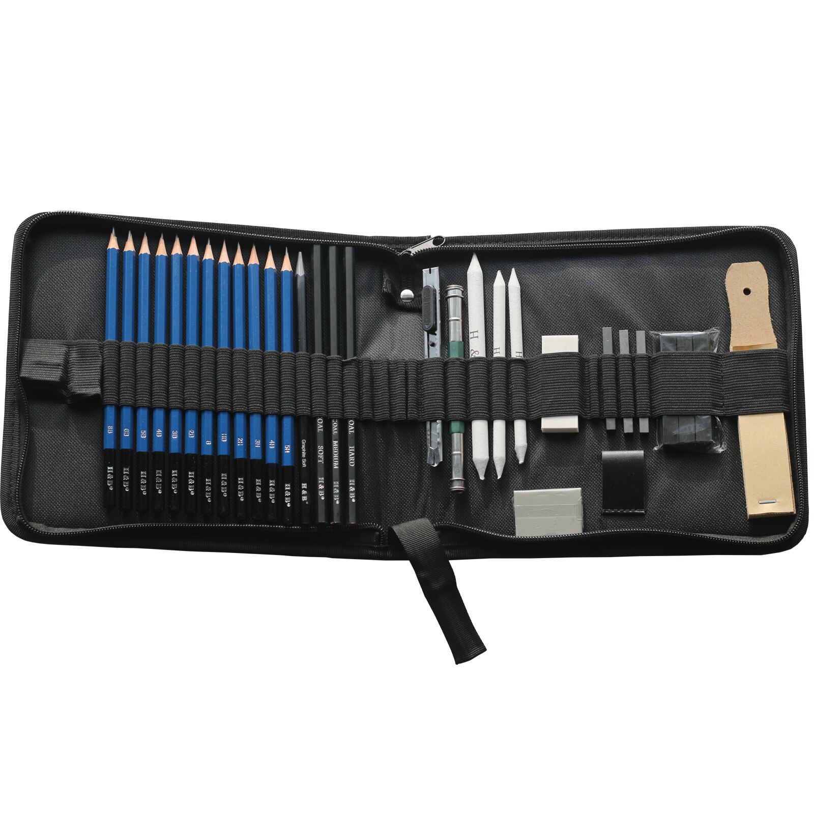 33pcs Art Drawing Sketching Pencil Set Includes Sketch Pencils, Graphite Charcoal Sticks in Zipper Case, Best for Students