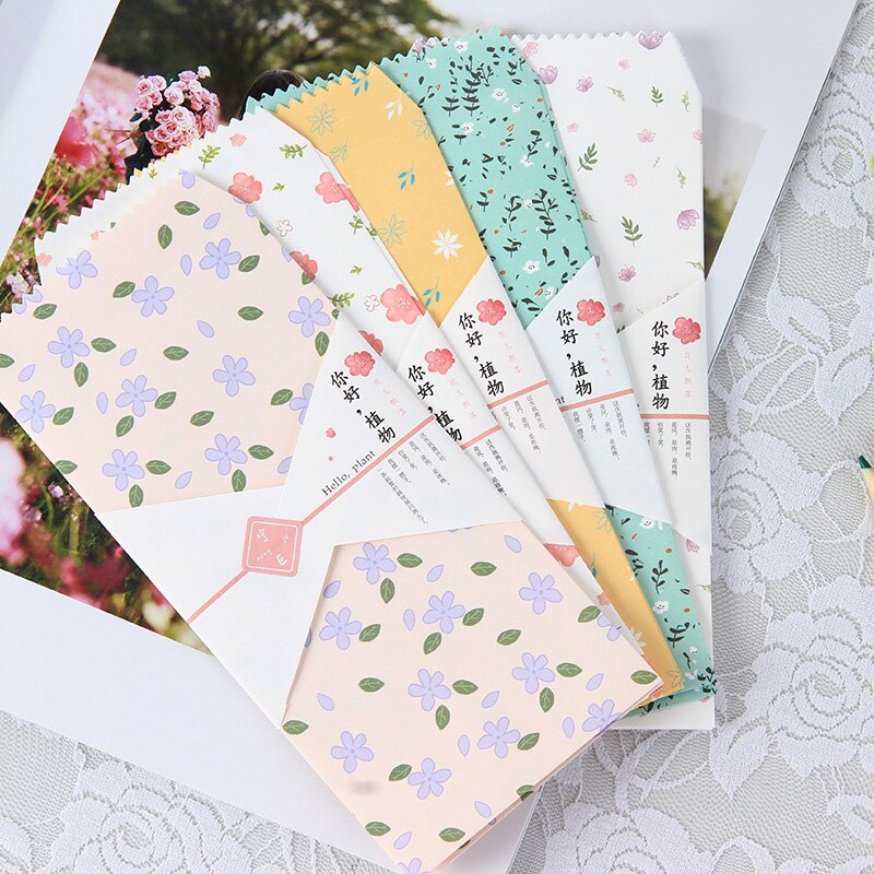 20 pcs/lot Plant Flower Paper Envelope Card Collage Passionate Mailing Children Students Prize Letter Paper