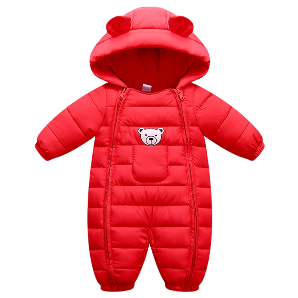 Bobora-ropa de una pieza para bebé, peleles con capucha de invierno, de algodón grueso cálido traje, mono, traje de nieve, ropa para niño: R / 12 meses