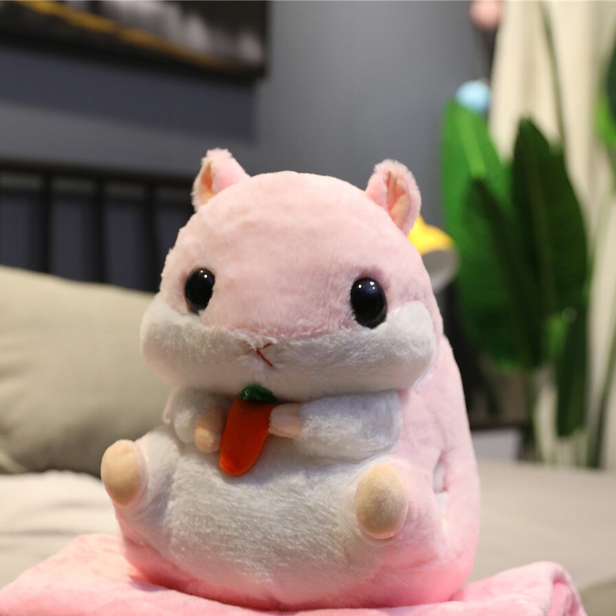 Söpö hamsteri pehmolelu 3 in 1 monitoiminen hamsterin käsilämmitin peitolla lelu hamsteri tyyny lasten lelut syntymäpäivä lapselle: Lelu lämmittimellä / Vaaleanpunainen
