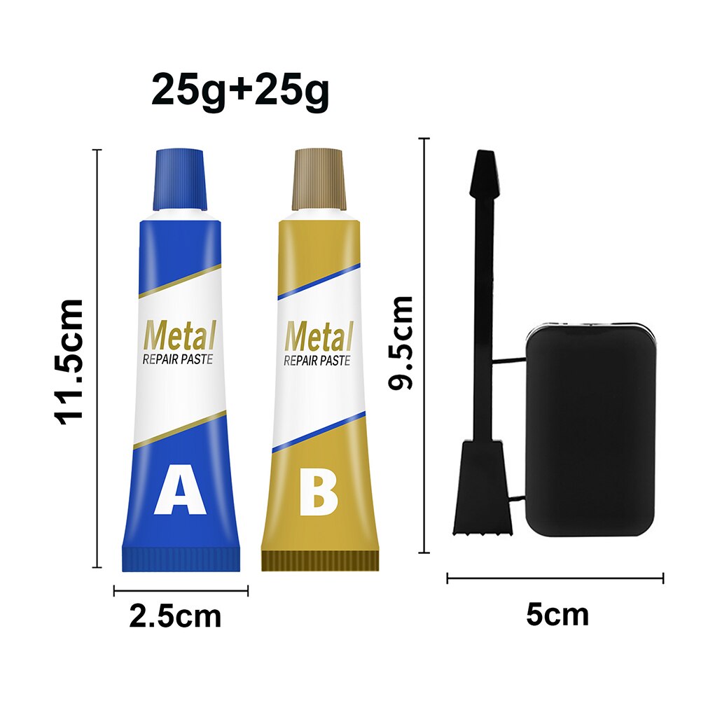 2Pcs A+B Metal Repairing Adhesive Super Glue Iron Steel Industrial Repair Paste Auto Radiator Water Tank Special Welding Glue: 50g