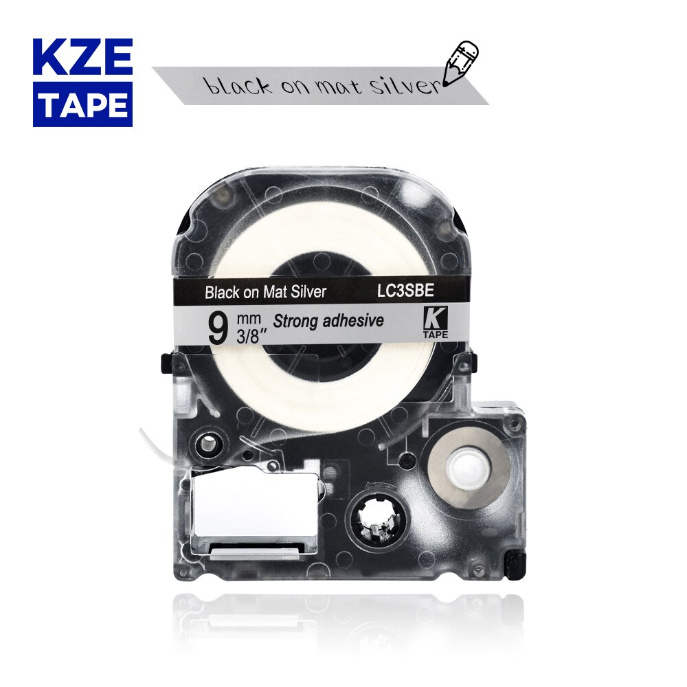 9mm 1pcs Multicolor SS9KW SC9YW SC9RW SD9K ST9KW Label Tapes for Epson Label Printer for KingJim label maker LW-300 LW400: black on silver