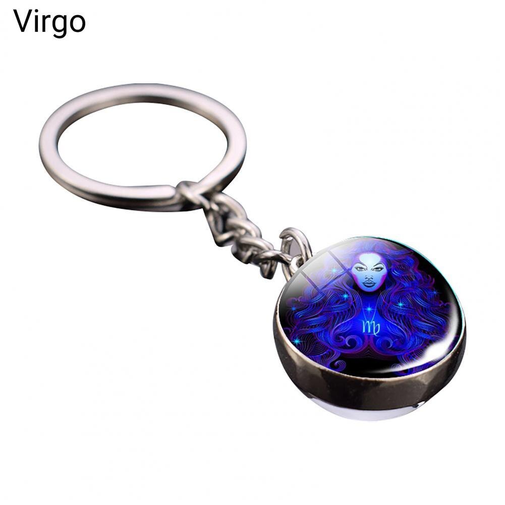 Glass Ball Pendant Decor Key Chain Lightweight Zodiac Style Glass Ball Constellation Keychain: Virgo