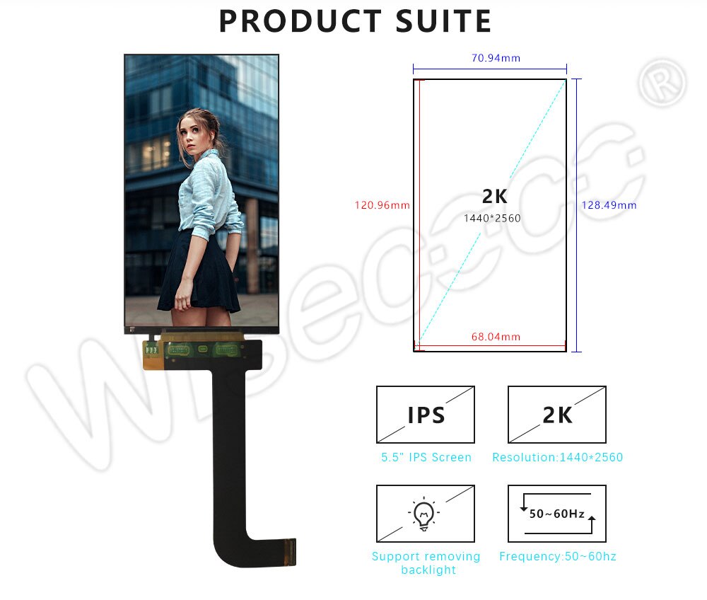 Voor KLD-1260 3D Printer lcd-scherm 5.5 inch 2K 1440*2560 LCD Panel (verwijderd backlight) LS055R1SX03