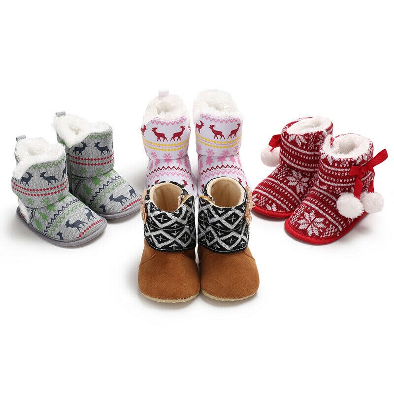 Pasgeboren Baby Meisje Booties Zachte Zool Snowboots Winter Warm Crib Schoenen 0-18M