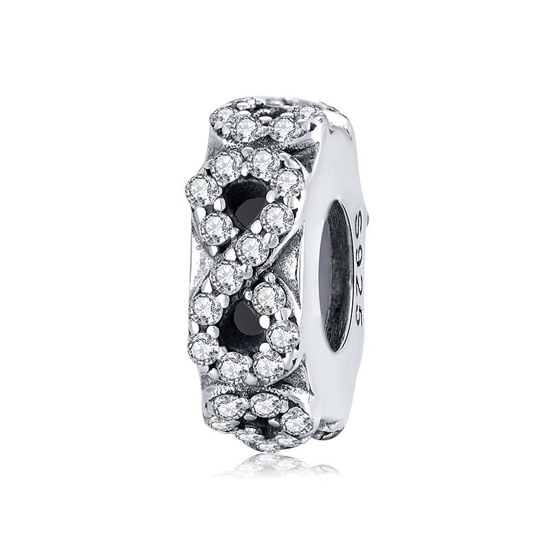 Di alta Qualità 925 Sterling Silver Bella CZ Belle Spacer Fermacorda E Ganci Misura Branelli Europei del Braccialetto di Fascino Monili che fanno: PA0027