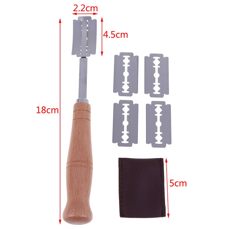 5 Blades Bread Bakers Lame Slashing Tool Dough Making Cutter Wood Handle Set Baking Sour Bread Jar Scoring Knife Razor Cutter