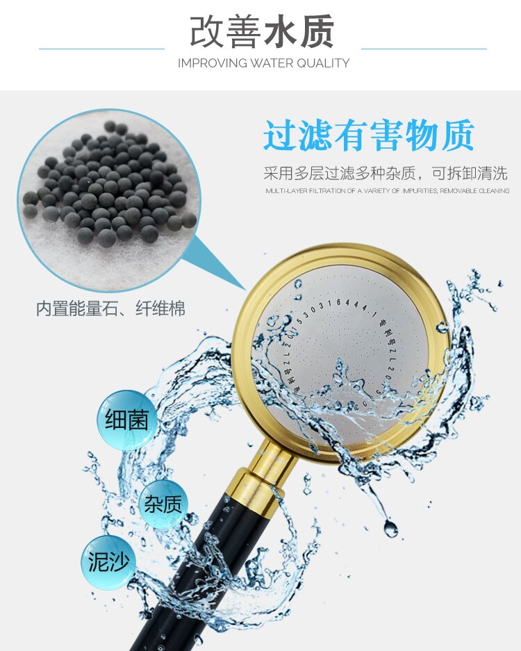 Supercharged Shower Head, Single Head Rain Shower, Insulated Hand-held Household Bath Space Aluminum Flower Wine, Can Enjoy Spa