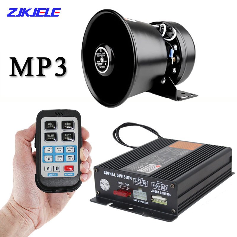 200W 16 Sound Car Siren Speaker Truck Warning Alarm Police Siren Horn Ambulance Emergency Electronic Horn Kit PA MIC Safe System