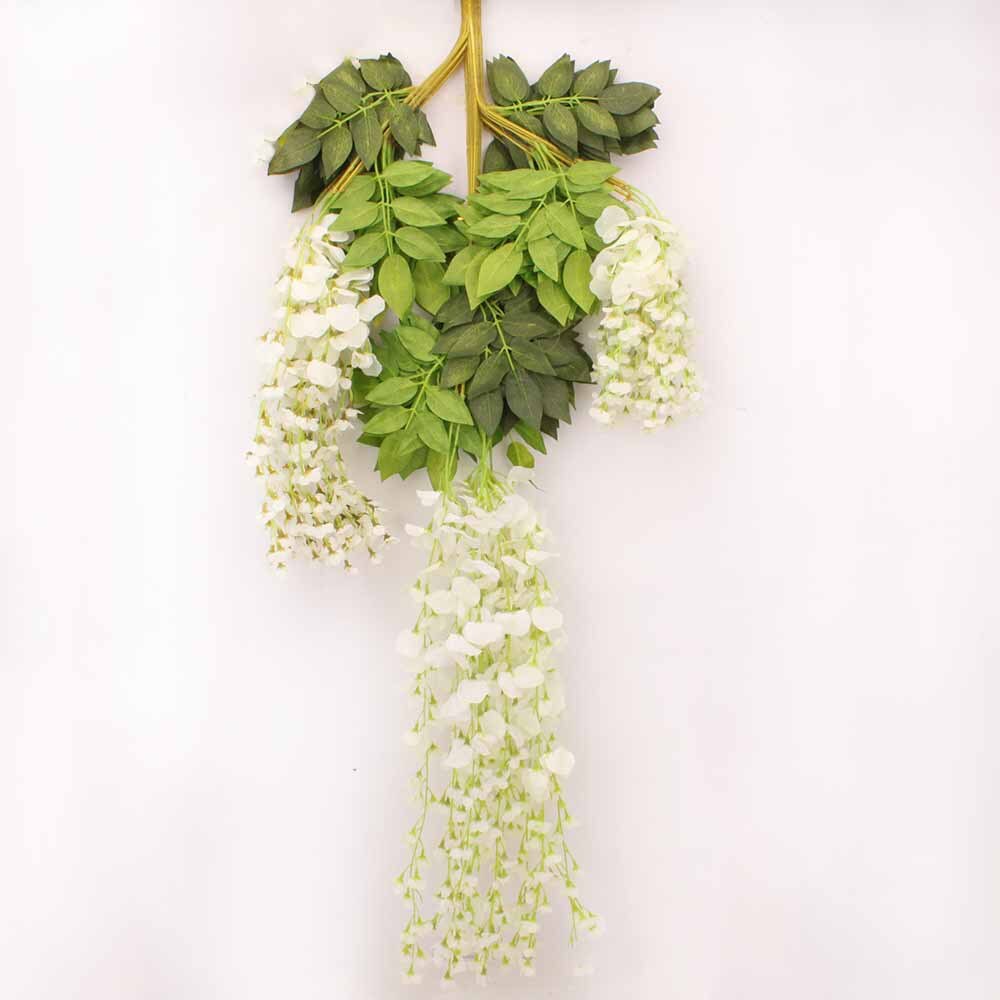 Flor Artificial de glicinia, plantas de plástico falsas, hojas que cuelgan de mimbre para casa, boda, guirnalda de decoración para la pared del hogar