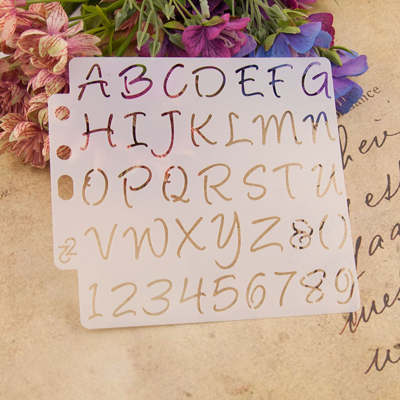 Plantillas de números con letras grandes para manualidades, plantilla de plástico hecha a mano para álbum de fotos, herramientas para pastel, decoración para diario, dibujo de pintura