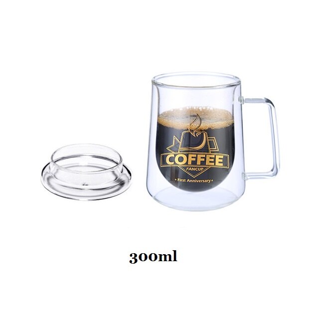 Taza de café de vidrio transparente de doble fondo, vaso de vidrio resistente al calor para leche y té: K
