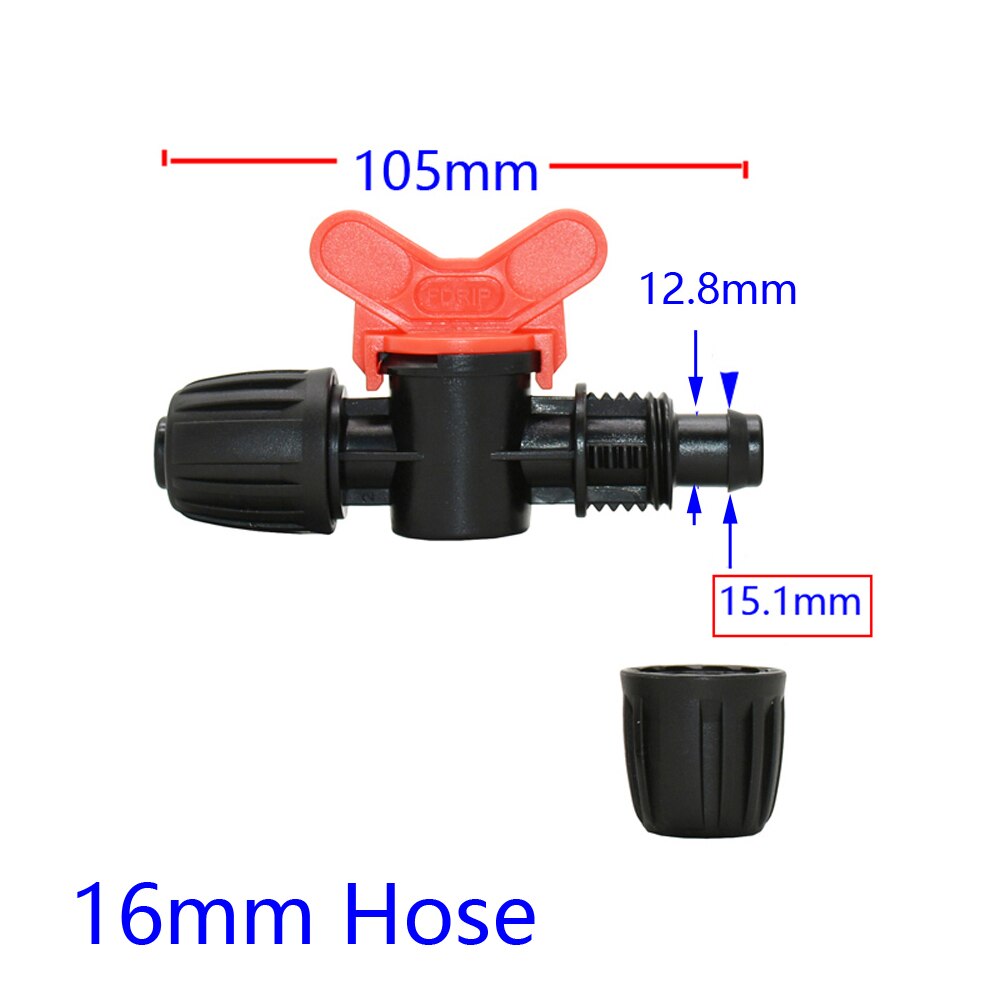 Garden Tap Pe Hose Connector Mini Valve With thread 1/2 3/4" For 1/4" 3/8" 16/20/25mm Water Tube Irrigation Valve Waterstop Cran: black