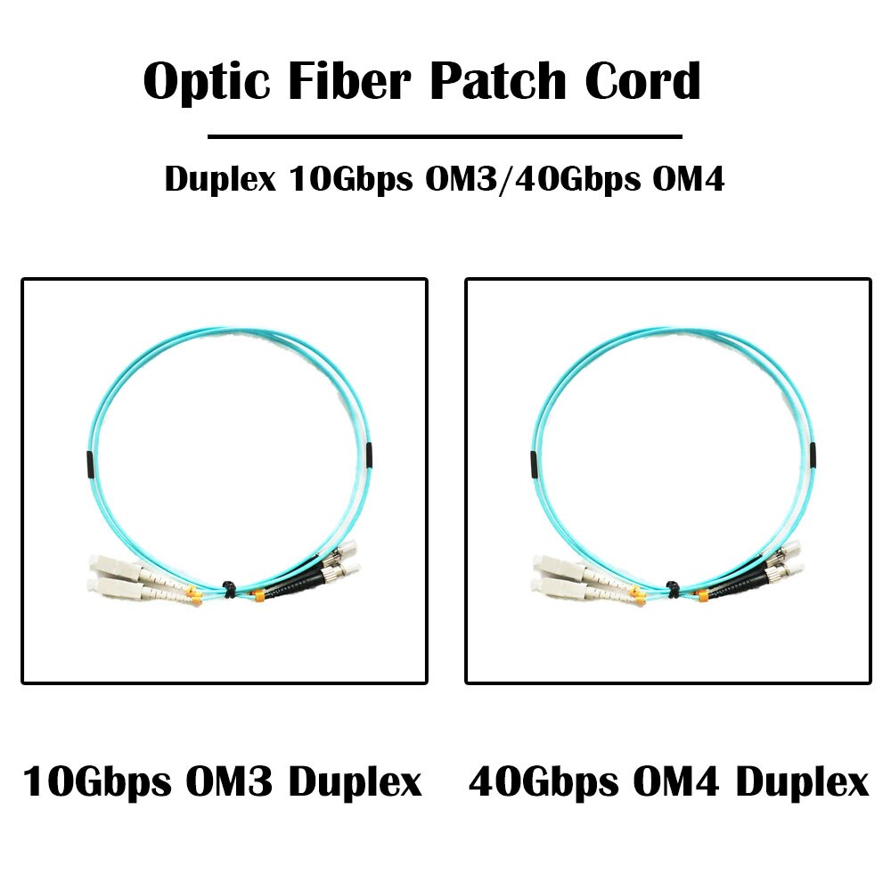 15 Meter SC UPC TO ST UPC 10Gbps OM3/ 40Gbps OM4 MM 50/125 Multi Mode Fiber Patch Cord Duplex 2.0mm FTTH Jumper