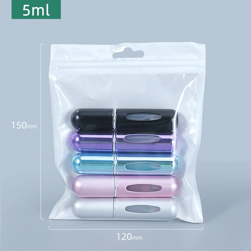 Botella de Perfume de 5/10ml, botella de Perfume recargable portátil con pulverizador, envases cosméticos, atomizador, Mini pulverizador de aluminio para viaje: Beige