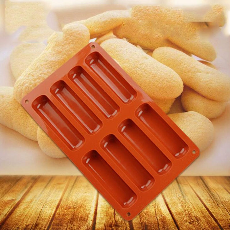 8 Cavity Cake Gereedschappen Siliconen Classic Collection Vormen Vinger Oranje Non Stick Eclair 8 Vormen Siliconen Bakvorm