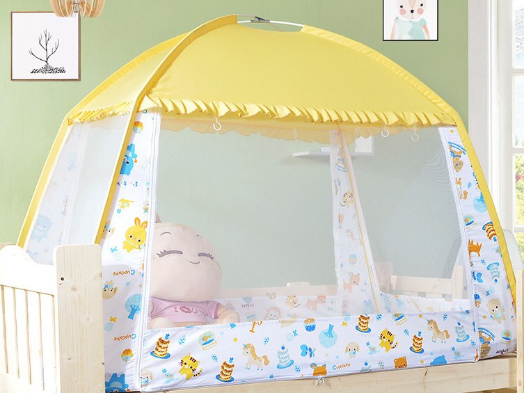 Baby Kids Play tent with Mosquito Net Large Play House Toys for Children Princess castal Indoor Outdoor Folding Tent ZP020: yellow