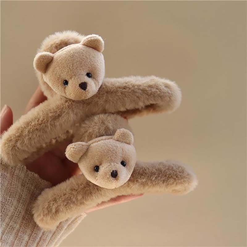 Horquilla de felpa de oso bonito para mujer, pinzas para el cabello grandes con Kawaii, pinzas grandes a la , accesorios para el cabello , para niñas 2023