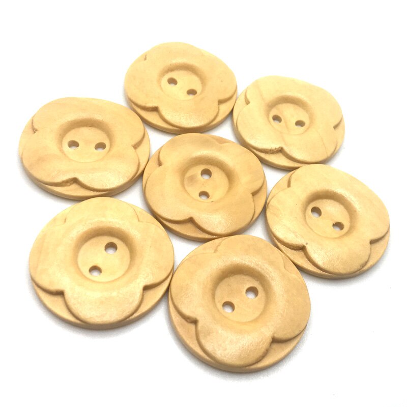 Botones de madera para manualidades, botones decorativos de 2 agujeros con forma de flor Vintage, para manualidades, álbum de recortes, ropa, SC280, 23-30mm, 30 unids/lote: Style-6  30mm