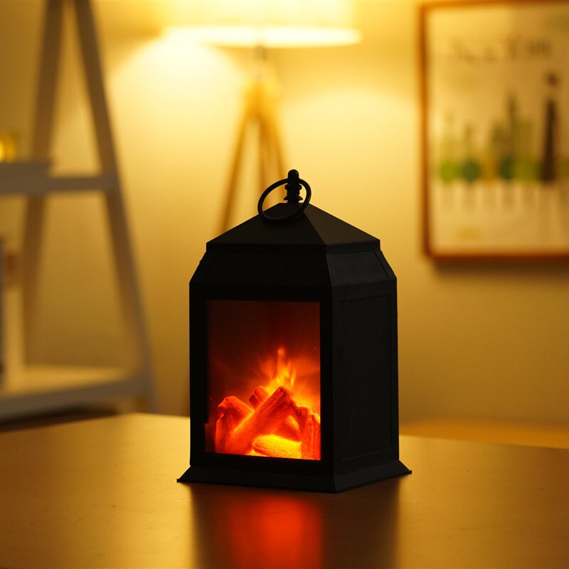 Lampe lanterne à LED avec effet de flamme, lampe de simulation de cheminée, ampoule à piles AAA, décoration de maison rétro pour cour: size 3