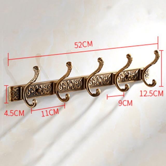 5 Row Hooks Luxury Bathroom Wall Carving Robe Hook Coat Hanger Door Hooks For Bathroom Accessories: Default Title