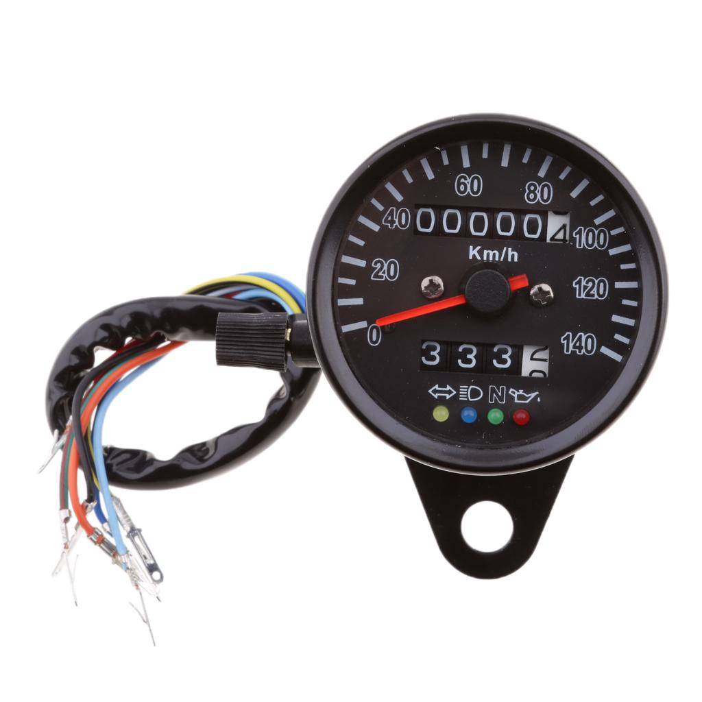Tacómetro mecánico para motocicleta, indicador de cara negra de 60mm con 4 LED