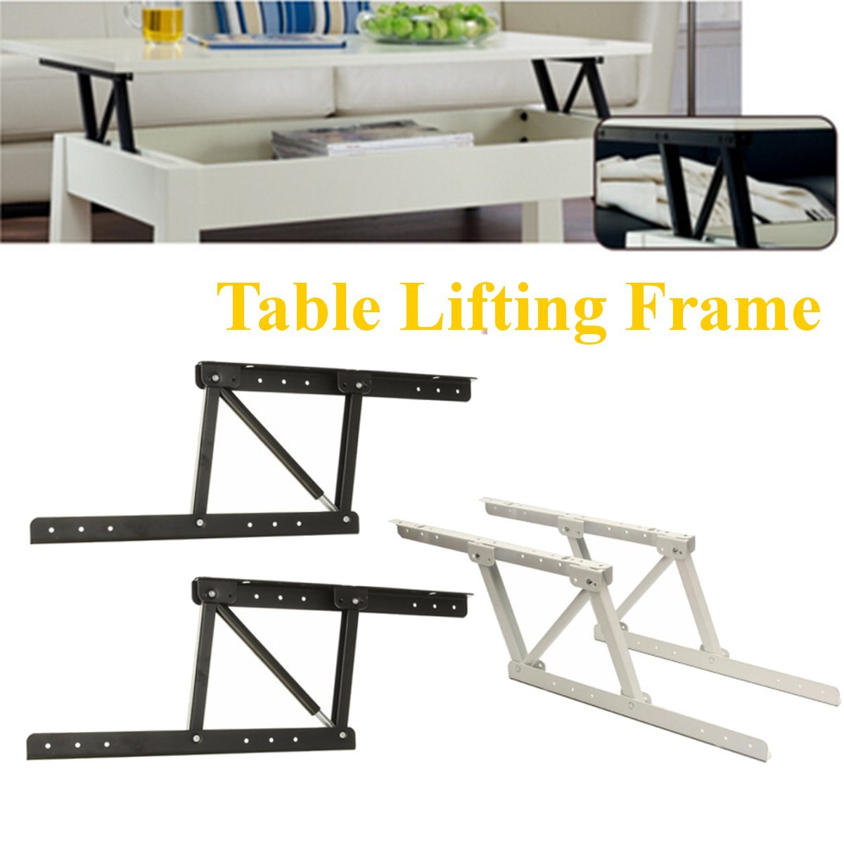 2Pcs Vouwen Lente Thee Tafel Scharnier Meubels Lift Up Top Mechanisme Hardware Lifting Rack Plank Voor Koffie Computertable